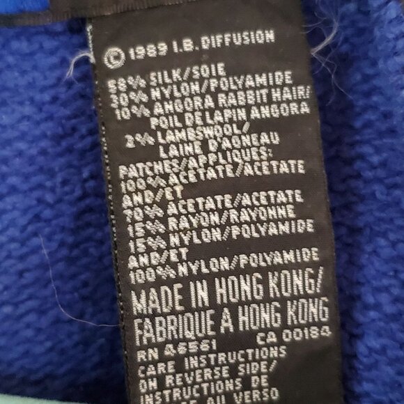 Vintage I B Diffusion Blue Silk Angora Wool Sequined Sweater Size M - Picture 7 of 7